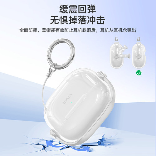 适用于vivotws4蓝牙耳机保护套适用iqootws2耳机套创意支架锁扣开关tws4Hi-Fi版外壳新款透明软壳简约保护壳 - 图1