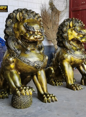 大号宫门狮一对北京狮铜狮