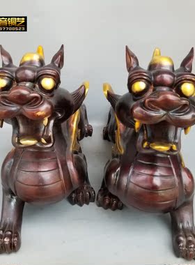 招财铜貔貅一对纳福金翅独角兽家用办公工艺品装饰铜制摆件定做