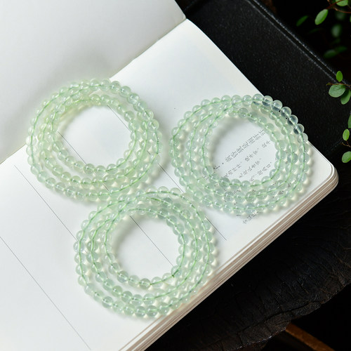 收藏级天然冰种葡萄石三圈手链 多圈手串水晶饰品礼物 XL372 - 图0