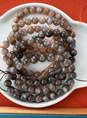 天然黑骨干太阳石手链 日光石水晶月光石散珠串珠手串男女 XL367