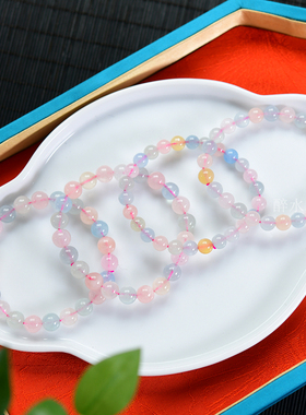 包邮天然摩根石手链冰透绿柱石