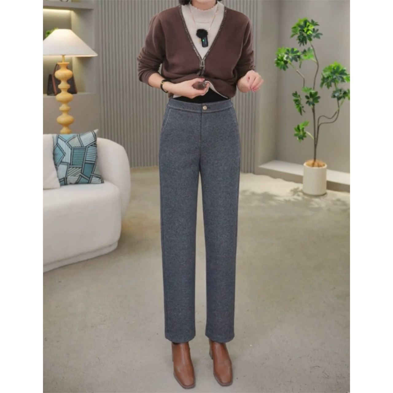 时尚百搭法棍裤女秋冬款直筒烟管裤高腰显瘦中年妈妈裤小个九分裤,淘宝优惠券,粉丝福利购,淘宝优惠卷