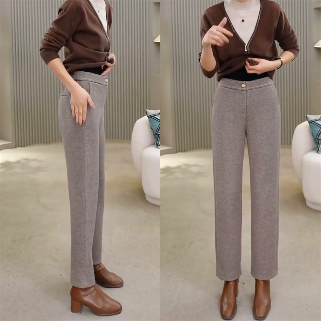 时尚百搭法棍裤女秋冬款直筒烟管裤高腰显瘦中年妈妈裤小个九分裤,淘宝优惠券,粉丝福利购,淘宝优惠卷