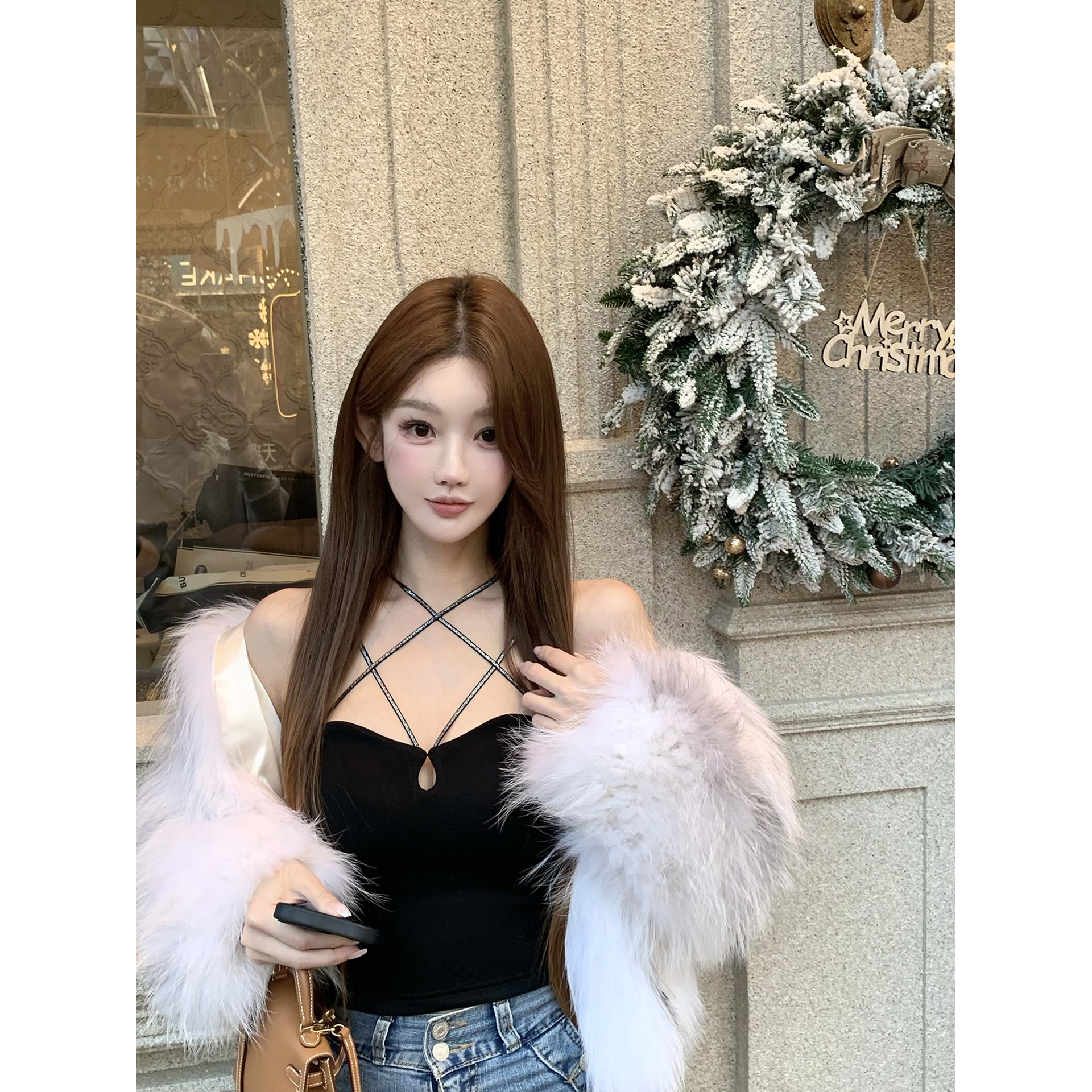 JOEY 【爱欲】谁穿谁美 挂脖背心上衣交叉胸垫艺术生内搭小吊带女,淘宝优惠券,粉丝福利购,淘宝优惠卷