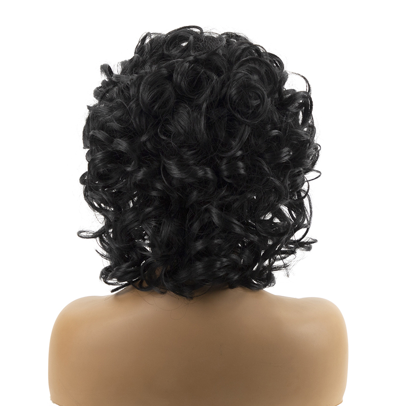 Loose wave African Wig for Women外贸非洲黑色短卷发螺丝卷假发 - 图2