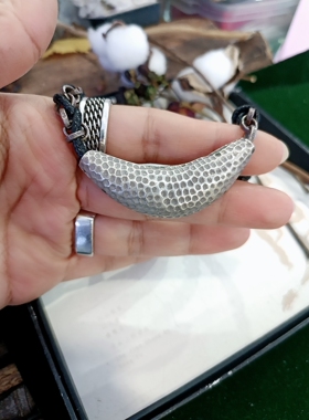 复古民族风项链女锁骨链百搭简单弯管藏银项链(直播间询价）