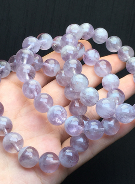 天然紫兔毛透体手链女生大颗粒圆珠手串小清新风格饰品配饰送闺蜜