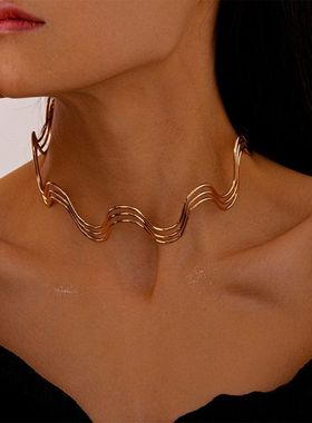 欧美跨境金属风几何项链