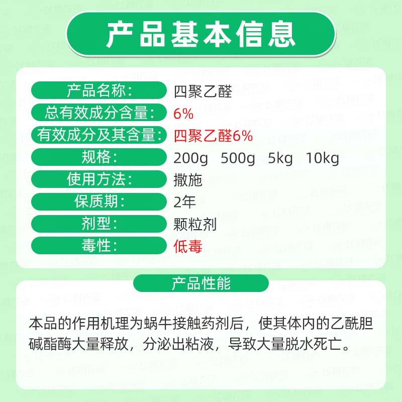 蜗牛药6%四聚乙醛花卉菜地蜗牛特杀药蛞蝓螺丝鼻涕虫软体虫专用药