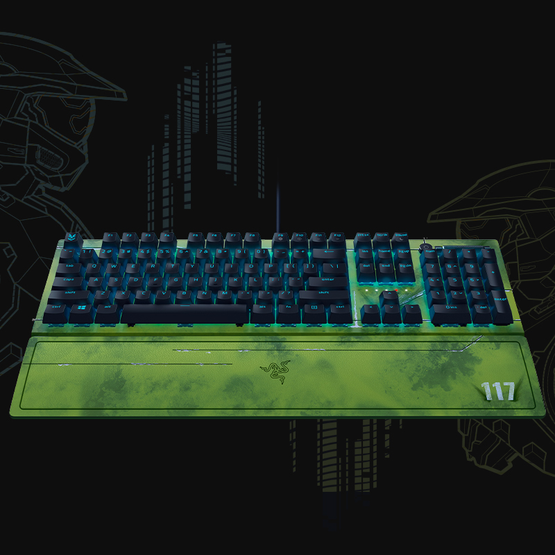 Razer雷蛇HALO光环特别版黑寡妇蜘蛛V3幻彩RGB背光游戏机械键盘-图1