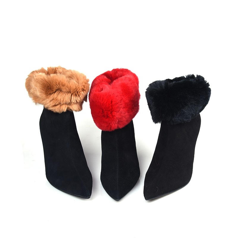 羊反皮 ZUSE 两穿秋冬季中低跟尖头大毛细跟加绒中筒裸靴瘦瘦短靴,淘宝优惠券,粉丝福利购,淘宝优惠卷