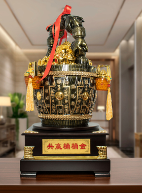 合作共赢握手落地摆件公司开业礼