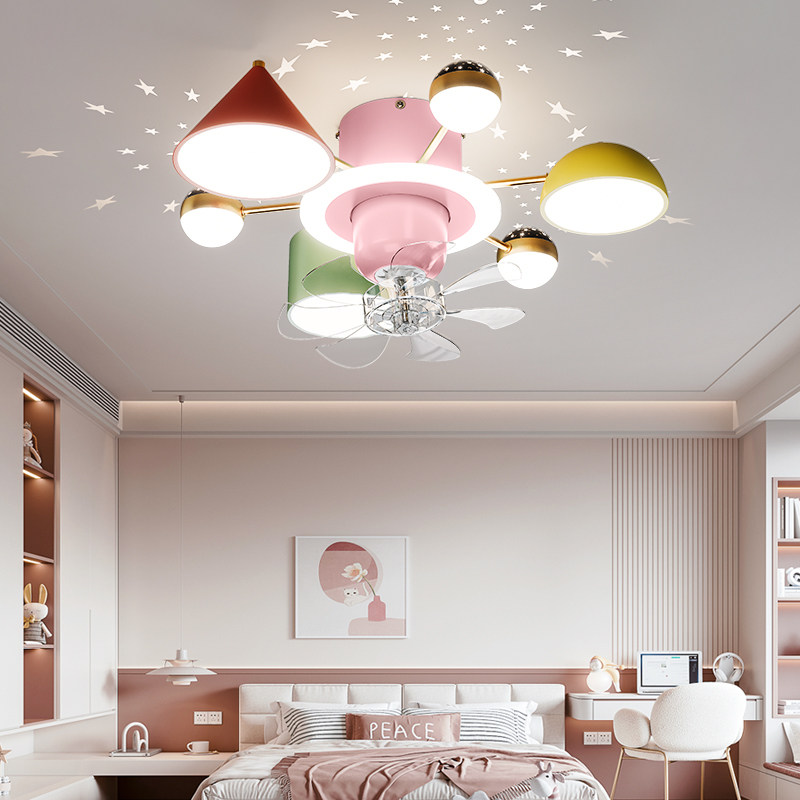 护眼儿童房360度旋转风扇灯卡通创意个性星空卧室离线语音积木灯,淘宝优惠券,粉丝福利购,淘宝优惠卷