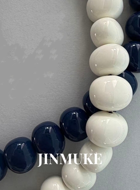 JINMUKE韩国进口气质串珠简约百红色椭圆珠珠项链
