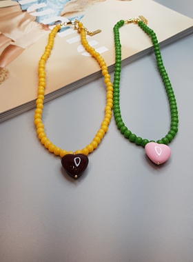 串珠爱心项链可爱新款