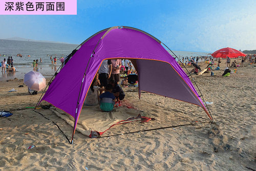 野外钓鱼简易家庭超大天幕帐篷户外遮阳棚防晒防雨沙滩棚4-6人棚 - 图1
