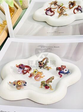PLL进口料手工章鱼眼睛戒指吊坠八爪鱼八方来财暗黑可爱跨境饰品
