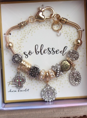 盒装潘风十字架水钻爱心女手链