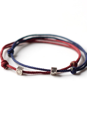 925银四方迷你笑脸手绳