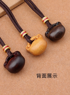 天然檀木小元宝项链新中式百搭锁骨链沉香木头吊坠毛衣链木质配饰