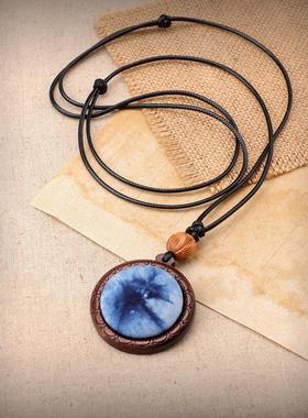 手工扎染吊坠项链复古文艺