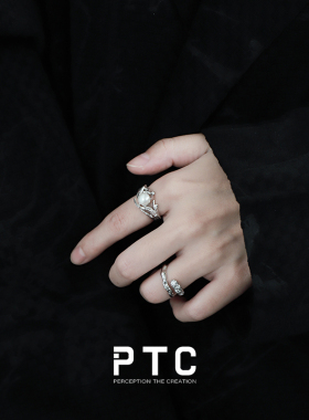 PTC中性风S925纯银高级感开口戒