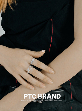 冷淡风极简素圈肌理细纯银戒指