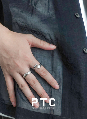 PTC中性风S925银高级感开口戒