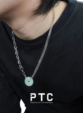 PTC玉石钛钢项链中性风新中式