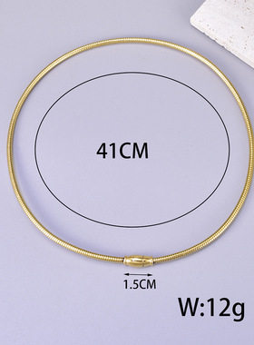 跨境时尚小众设计创意圆管吸磁项链个性钛钢镀金项圈女生闺蜜礼物
