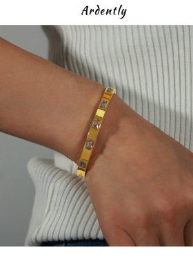 欧美轻奢钛钢镀金手镯