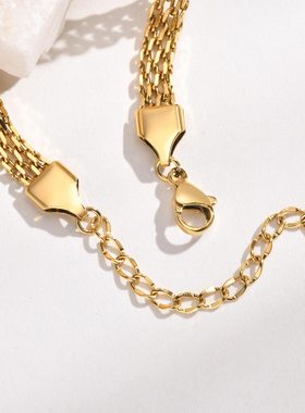 欧美INS风跨境网状钛钢镀18K金手链手饰女百搭时尚个性配饰小礼物