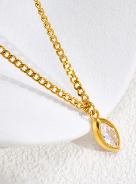 欧美ins轻奢时尚镶钻项链个性设计钛钢镀金锁骨链女新款百搭气质