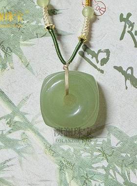 本命年和田玉晴水四方扣吊坠编织项链绳厚装牌子毛衣链玉坠女生礼