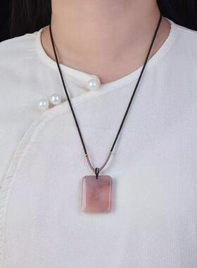 本命年玉石吊坠新疆丝玉平安牌吊坠桃花酥玉石吊坠女朋友礼物