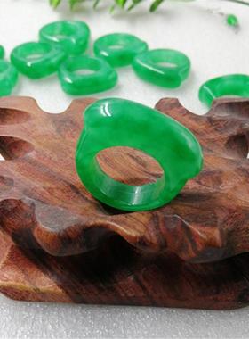 本命年缅甸干青翡翠玉戒指干青铁龙生阳绿色戒指男女款指环玉扳指