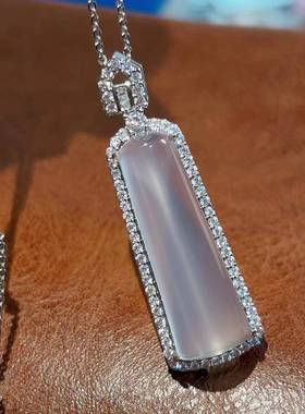 本命年高冰银镶嵌绿玉髓无事牌吊坠绿玛瑙方牌玉石挂件礼物