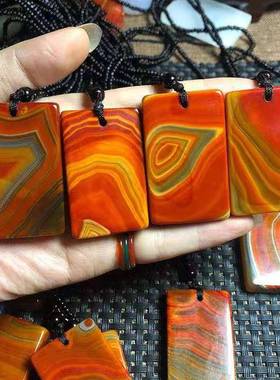 本命年战国红玛瑙无事牌项链玛瑙平安牌玉石挂件毛衣链礼物