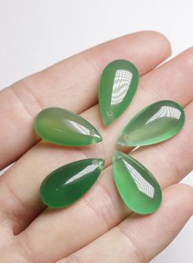 本命年绿玛瑙水滴形小吊坠古风汉服发簪耳坠钥匙扣玉髓配件礼物