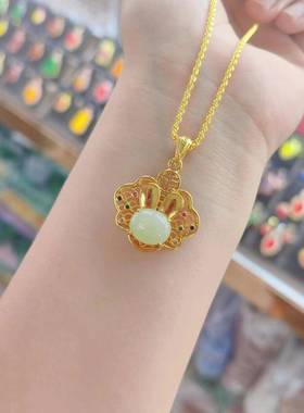 本命年镶和田玉吊坠锁包招财猫挂坠男女款玉坠配饰品礼物