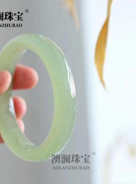 本命年湖水绿色古青料阿富汗玉石手镯自然晴水料复古圆条玉石镯子