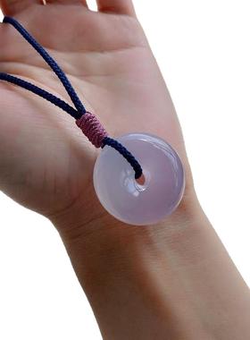 本命年冰种淡紫色玉髓平安扣25平安扣吊坠玉坠白飘淡紫玛瑙玉石礼