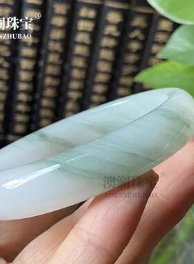 本命年新疆丝玉天山翠玉手镯气质清新女款昆仑雪翠扁条少女镯礼物