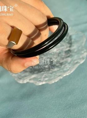 本命年新疆和田玉青玉叮当镯细圆条手镯玉石响镯和田玉镯子礼物