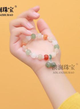 本命年丝玉手串女款盘玩多宝南瓜珠手链单圈送闺蜜好运礼物