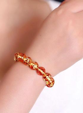 本命年花珀手串琥珀蜜蜡手链女士琥珀血珀珀配珠多宝礼物