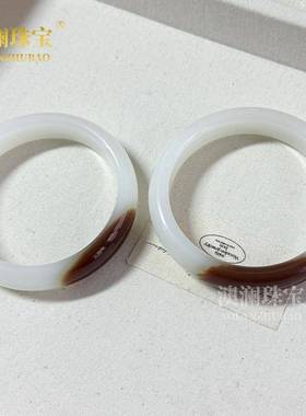 本命年外蒙料高糖料羊脂白玉镯子半壁江山黄糖一口糖玉镯外蒙料手