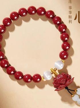 本命年高含量紫砂静心莲花手串朱砂手链女款转运朱砂手串礼物
