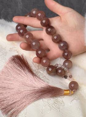 本命年紫罗兰手持葫芦紫色石英岩质玉盘玩汉服搭配芋泥啵啵搭配民